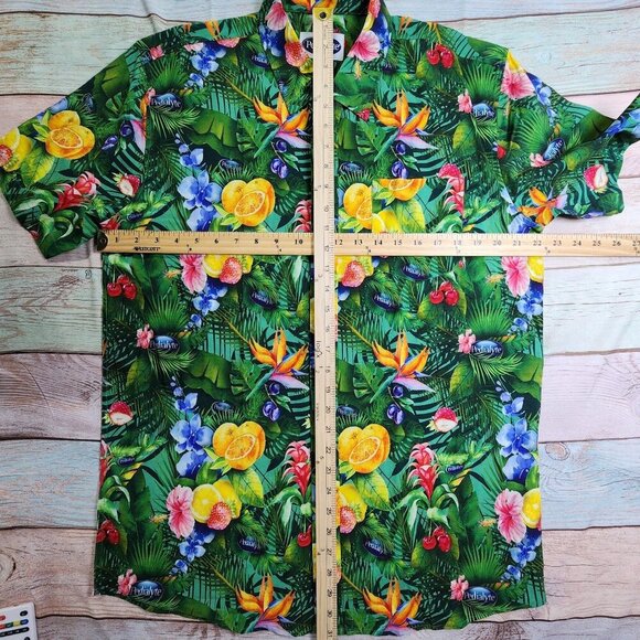 Pedialyte Tropical Print Button-Up Shirt Short Sleeve Cotton & Rayon Large - Picture 7 of 10